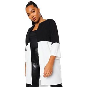 Color Block 3 Quarter Sleeve Duster
